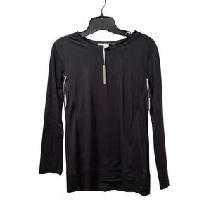 Loyal Hana Christy Maternity Nursing Top XS Black Stretch Knit Long Sleeve NWT